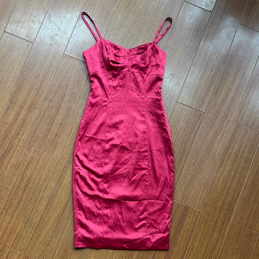 Signature by Shoedazzle  Red Silky Satin Dress size Small - Picture 2 of 5